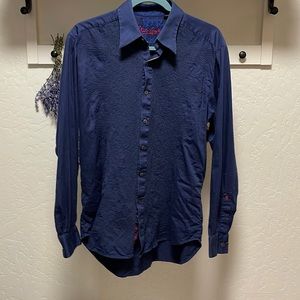 Robert Graham Navy Embossed Button-Up Shirt